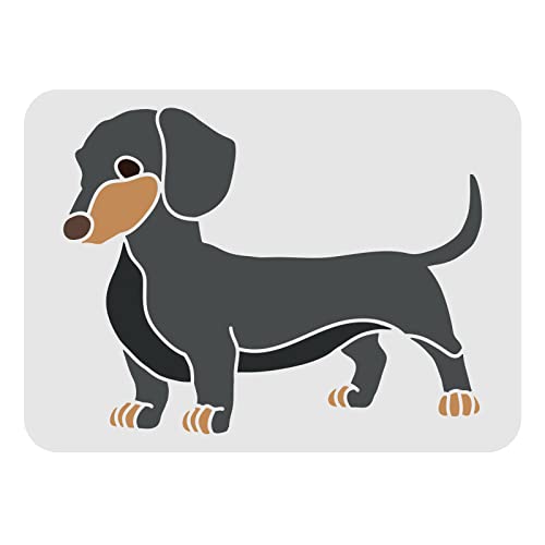 FINGERINSPIRE Dackel Schablone 29,7x21cm Wiederverwendbare Haustier Hunde Zeichnungsschablone Tierschablonen DIY Vorlage Niedliche Dackel Hunde Stencil Schablonen zum Malen Heimdekoration