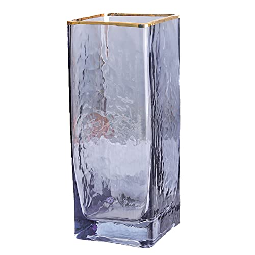 TYUIOKJU Jarrón cuadrado grande para decoración del hogar, jarrón de cristal, boda, fiesta, centro de mesa (pequeño)