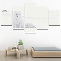SIGNWIN 5 Panel Canvas Wall Art Animals Black and White Dramatic Group Modern Artwork for Home Decorations Ready to Hang - 60