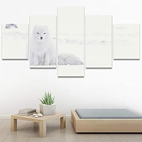 SIGNWIN 5 Panel Canvas Wall Art Animals Black...
