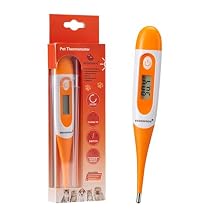 Digital Pet Thermometer for Accurate Fever Detection, Suitable for Cats/Dogs/Horse/Veterinarian, Waterproof Pet Thermometer, Fast and Accurate Measurements in 20 Seconds Orange