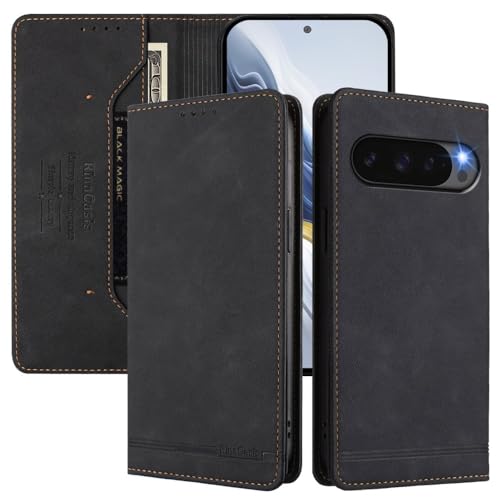 Protection Google Pixel 9 5G étui portefeuille cuir noir avec rabat