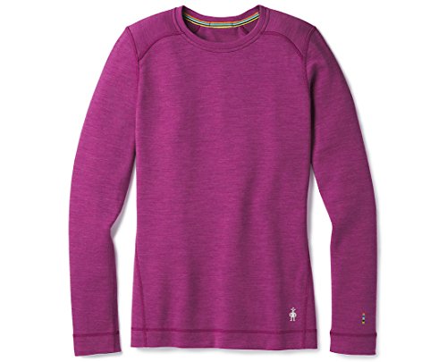 Smartwool Womens Base Layer Top - Merino 250 Wool Active Crew Meadow Mauve Heather Large