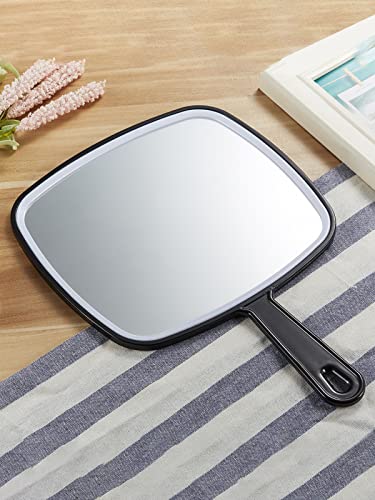 Image of OMIRO Hand Mirror, Extra Large Black Handheld Mirror with Handle, 9 inch W x 12.4 inch L (Pack of 3)