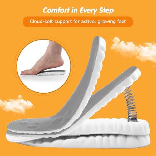 Image of 4D Cloud-Soft Comfort Insoles for Kids and Youth - Trim-to-Fit Insoles with Arch Support and Shock Absorption - Breathable Memory Foam Kids Shoe Inserts Designed for Growing Feet (US Youth 5Y - 6Y)