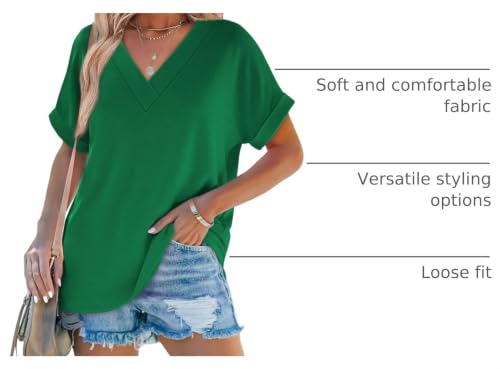 Image of WIHOLL Womens Summer Tops Short Dolman Sleeve Shirts 2026 Fashion V Neck Outfits Clothes