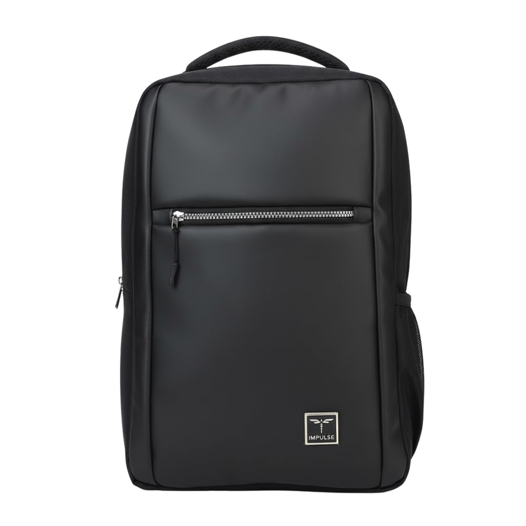 impulse Empower Premium 20L Laptop Backpack | Vegan Leather Office & Travel Bag for 15.6 Inch Laptop | Water Resistant | Anti-Theft Pocket | Luggage Strap | Black-picture-22