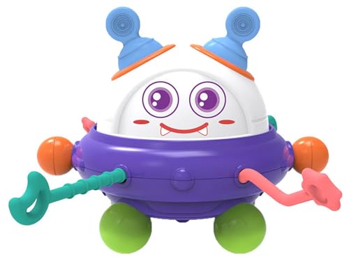 Yummy Baby Montessori Sensory Toy for Babies, Silicone Pull String Teething Toy, Perfect for Entertaining Baby While Developing Motor and Sensory Skills (Happy UFO)