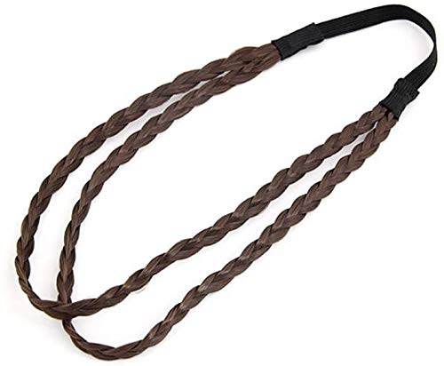 El Regalo Women Double Strands/Layered Twist Glossy Braided Hair Wig Simulated Hair Elastic Forehead Hairband (Brown) (B07MP7C3CP) Amazon Price History, Amazon Price Tracker