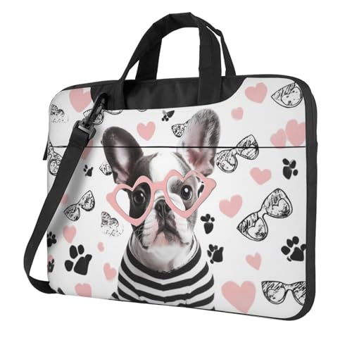Maletín para laptop impermeable 15.6 pulg con patrón Bulldog miniatura 1