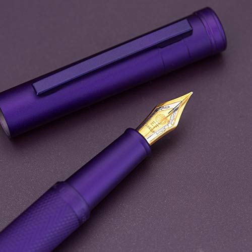 Image of Asvine Purple Forest Fountain Pen Extra Fine Nib Classic Design with Converter and Metal Pen Case Set