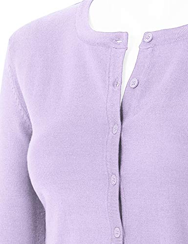 Image of Women's 3 /4 Sleeve Crew Neck Button Down Stretch Knit Cardigan Sweater (S-3XL)