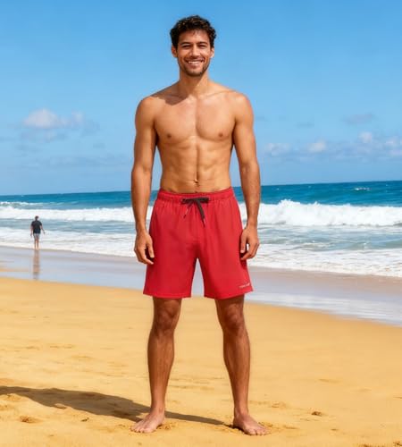 Image of HODOSPORTS Mens 7 inch Swim Trunks with Compression Liner S-6XL Quick Dry Swimming Shorts Zipper Pockets Swimsuits