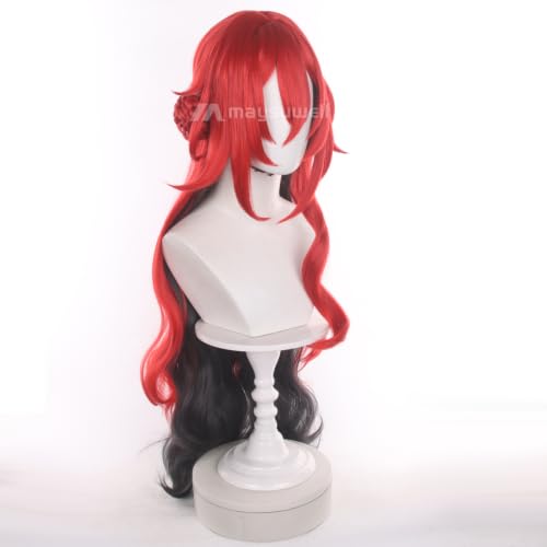 Image of Red Black Gradient Long Wavy Wig for Women Cos Hime Pricess Nova