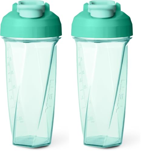 Image of YETI Yonder Helimix Vortex Blender Shaker Bottle Holds up to 27oz | No Blending Ball or Whisk | USA Made | Portable Pre Workout Whey Protein Drink Shaker Cup | Dishwasher Safe, Seafoam (Pack of 2)