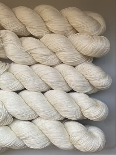 Aoyang Undyed Worsted Weight Pure Superwash Merino Wool Yarn for Hand Dyeing 100 Gram Skein(5 Skeins, Undyed Color)