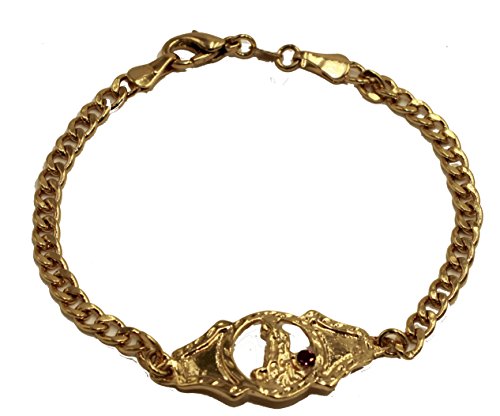 Diamantados of Florida San Lazaro - Pulsera chapada en Oro de 18 Quilates, 19 cm, San Lazaro