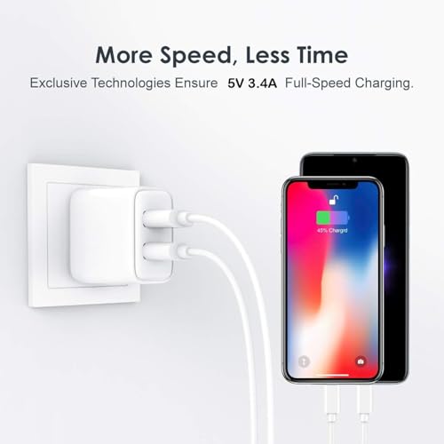 Image of Dual Port Charger for Xiaomi Redmi 13C 5G / 13 C Charger Original Adapter Like Android Mobile Fast USB Wall Charger with 1 Meter USB Type C Charging Data Cable (3.4 Amp, TORM3, White)