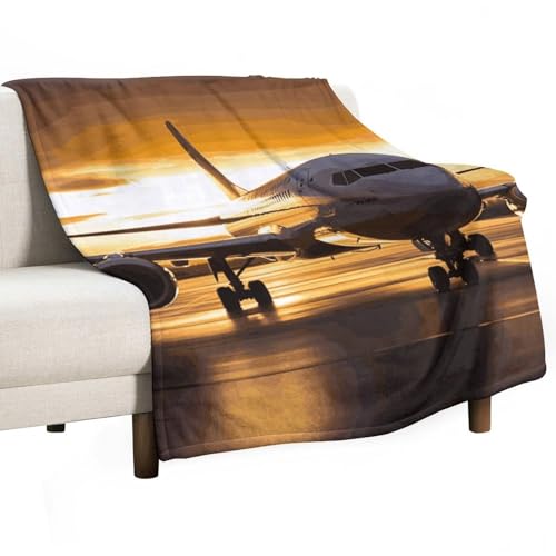 Couverture moelleuse avion du soir plaid flanelle pour toute la famille