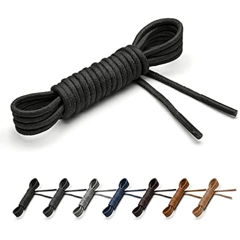 Benchmark Basics Dress Shoe Laces - 1/16" (1.5mm) Round Waxed Cotton Shoelaces - Choice of Color & Length - 30", 33" or 36" (33", Black) Cover