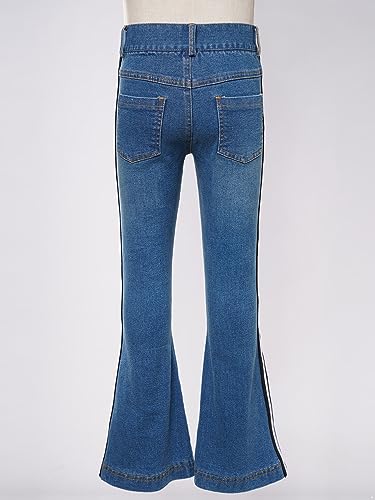 Aislor Girls Flare Pants Kids Bell Bottoms Ruffle Bowknot Flare Denim Pants Leggings Trousers Jeans with Tassel Hem4