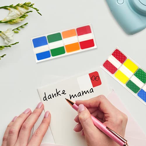 Image of KICNIC Sticky Index Tabs 480 Pieces, 1 Inch Divider Tabs Stick On, Page Marker Bookmark, Write Tab Flags Self Adhesive, 6 Dispensers, 20 Pcs /Color