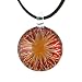 Chuvora Hand Blown Venetian Murano Glass Red with Yellow Flower Pendant Necklace, 18-20 inches