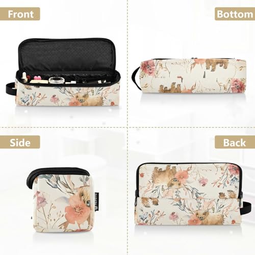 Organizador de Herramientas para Peinar el Cabello, con diseño de vacas de las tierras altas y flores, portátil con tapete resistente al calor para plancha alisadora, rizadora y otras herramientas de peinado miniatura 5