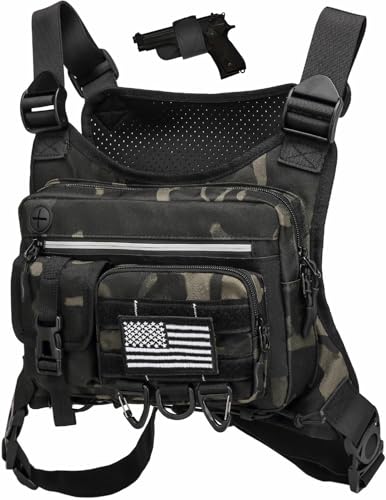 HAMBOLY Chest Bag with Holster, Tactical Running Pack