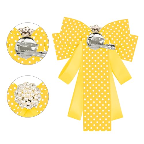 Image of Ribbon Polka Dots Bow Ties Cute Bowties for Women, Clip Fashion Collar Decoration