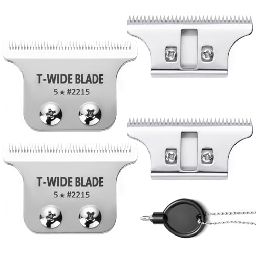 Lame T-Wide de remplacement compatible avec les tondeuses Wahl 5-Star Detailer – 0,4 mm, Zero-Gap (Argent - lot de 2)