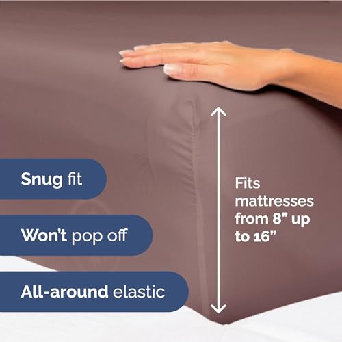 Image of Twin XL Size 3 Piece Sheet Set - Ultra Soft & Cooling Bed Sheets - Clay | Fits 8 Inch to 16 inch Mattress, Wrinkle Free & Fade Resistant with Deep Pockets, Breathable, Comfy Hotel Luxury Bedding