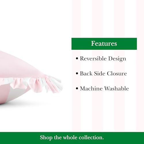 Image of kate spade new york Sateen Ruffle Full /Queen Comforter Set, 300 Thread Count Cotton Sateen Reversible Cover, All Season 3 Piece Bedding, Machine Washable, Pink