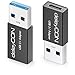 deleyCON USB C Adapter 3.0 (3 Stück) 5Gbit/s C auf A, für Ladekabel Datenkabel Ladegerät Powerbank, für iPhone 17 16 15, iPad, AirPods, Watch, Galaxy S26/S25/S24, PC, Tablet, Notebook - Schwarz