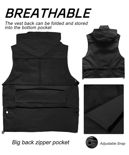 M2C Mens Hooded Mesh Multiple Pockets Traveling Vest4