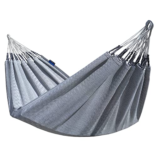 Potenza Outdoor Medelin Hängematte 220 x 140 cm, Belastbarkeit bis 160 kg I Boho Doppelhängematte XXL (Grau)