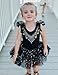 Zaclotre Kid Girls Ruffle Sleeve Ballet Skirted Leotard Shiny Dance Tutu Dresses Black