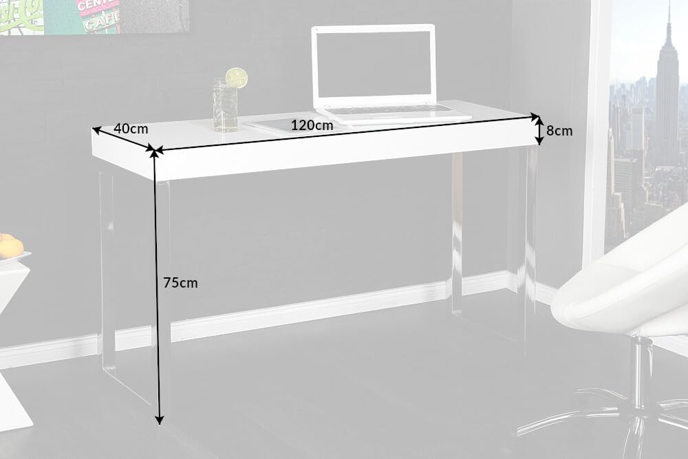 riess-Ambiente Design Konsole White Desk 120cm weiß Hochglanz Bürotisch Computertisch Flurtisch Tischplatte inkl. Gestell Konsolentisch Ablagetisch Ablage