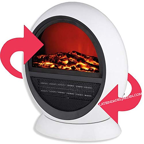 Suinga Calefactor eléctrico 750W - 1500W oscilante con Efecto leña Decorativa y Llama, 2 Niveles de Temperatura, Blanco