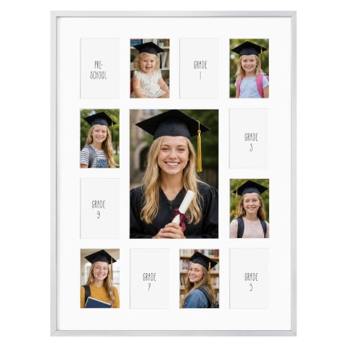 12x16 School Picture Frame K-12, Collage Frame for School Years, Silver