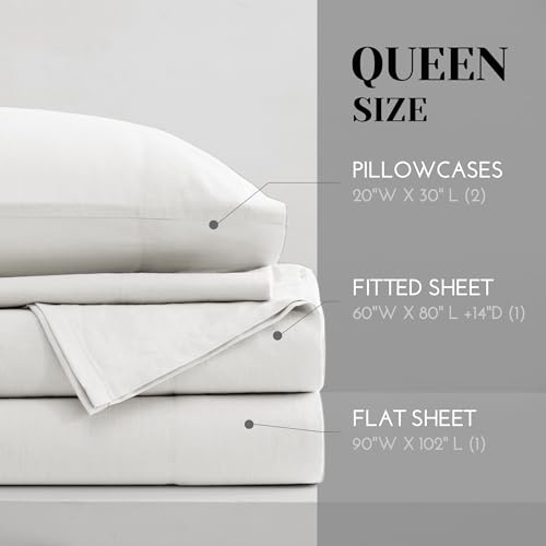 Image of Comfort Spaces 100% Cotton Percale Sheets Cal King Sheet Set 4 Pcs, White