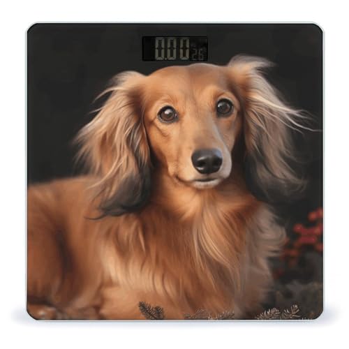 Báscula digital para baño con diseño Dachshund, vidrio templado miniatura 1