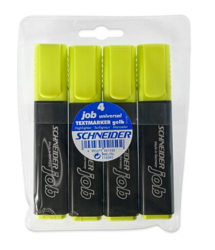 Surligneurs jaune Schneider 115091 en pochette de 4 pour ne plus manquer les informations clés