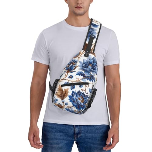 Bolso bandolera estilo floral azul para viaje ligero miniatura 7