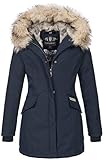 Navahoo Damen Winter Jacke Parka Mantel Winterjacke warm Kunstfell Premium B669 [B669-Christa-Navy-Gr.L]
