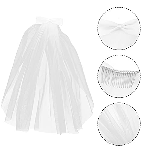 1pc Boy Girl Wedding Veil Bowknot Bridal Hair Accessory for Little Girls for Weddings Cosplay Parties and Theatrical Events2