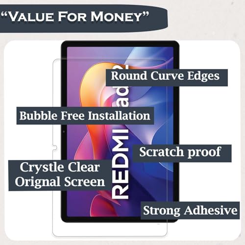 Image of Tough Lee Tempered Glass Screen Guard Protector for Redmi Pad 2 11 Inch (Anti Scratch, FingerPrint, SmudgeProof) (with Easy Installation Kit) (Pack of 1)