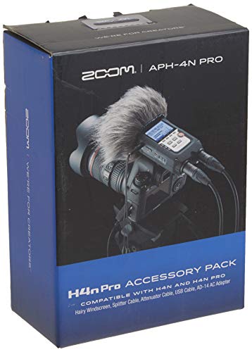 Zoom H4N Pro 4-Track Portable Recorder, All Black, Stereo Microphones, 2 Xlr/ ¼“ Combo Inputs, Battery Powered & Zoom Aph-4Npro Accessory Pack For H4N Pro Portable Recorder #TOP5