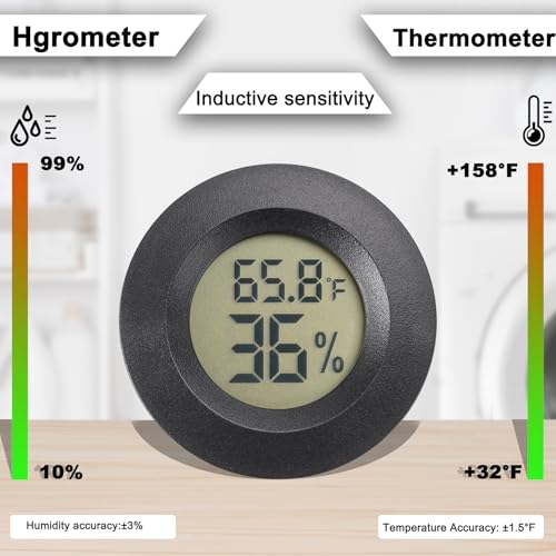 Hygrometer Thermometer Digital Mini Indoor/Outdoor Humidity Monitor Humidity Meter Reptile Thermometer for Humidors Greenhouse 2 Pack - Image 4