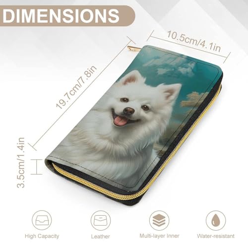 American Eskimos Dogs Wristlet Wallets for Men Women Leather Purse Clutch Cute Card Holder2